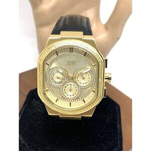 JBW Men's Watch J6408D Orion Quartz Diamond Accent Gold Dial Black Leather Strap